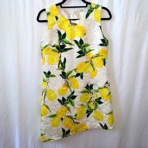 Boutique Lemon Print Asymmetrical Midi Dress Size Small